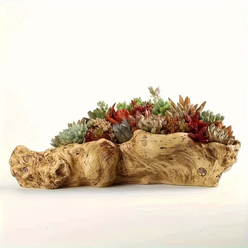 Vintage Wood Bark Planter For Succulents photo 151.0
