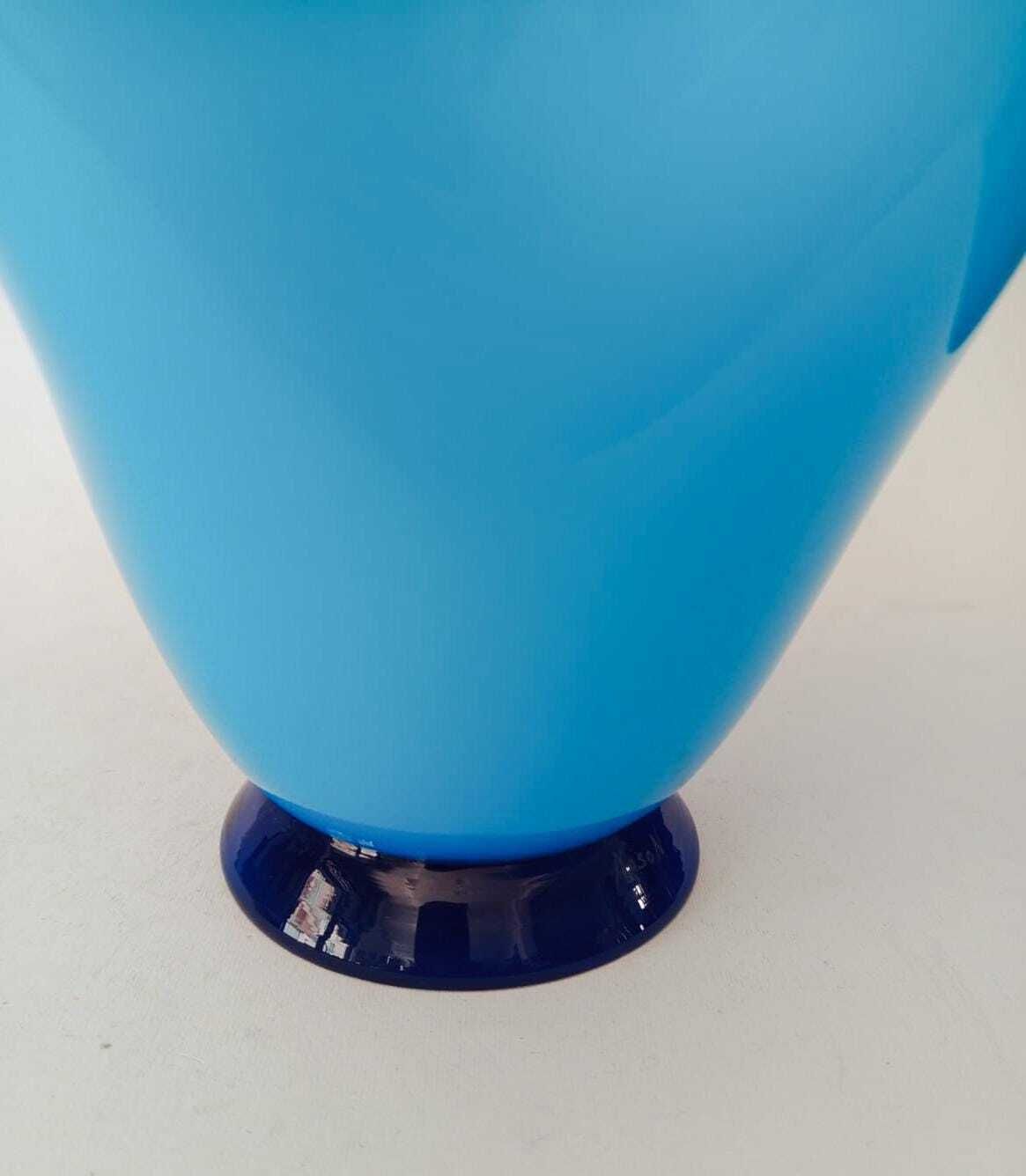 Vintage Murano Glass Handkerchief Vase Designed By Nason, Turquoise And Blue photo 183.0
