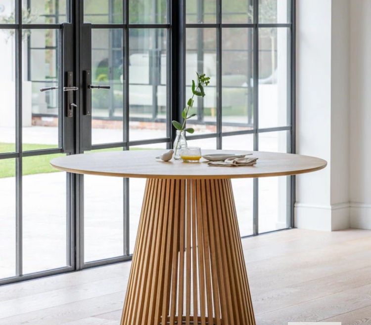Round Wooden Oak Dining Table With Chairs photo furniture