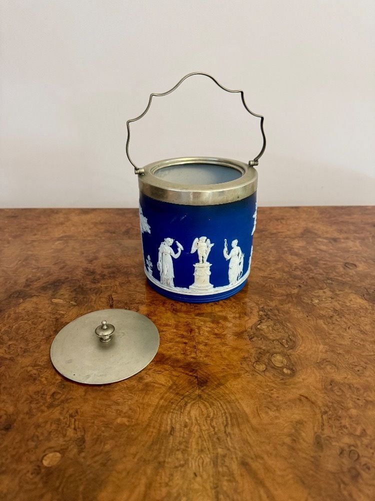 Wonderful Antique Wedgwood Jasper Ware Biscuit Barrel photo furniture