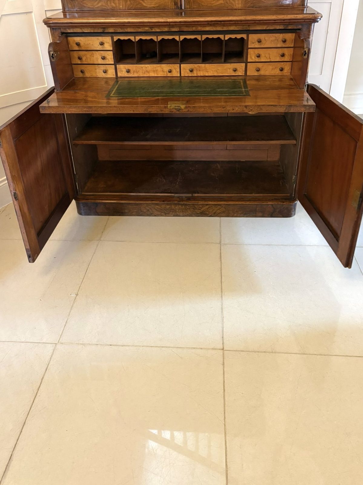 Antique 19th Century Outstanding Quality Burr Walnut Secretaire Bookcase photo furniture