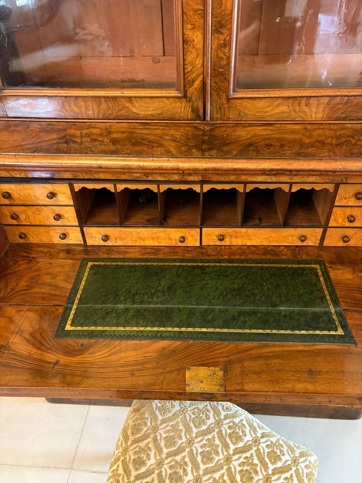 5450.0 Antique 19th Century Outstanding Quality Burr Walnut Secretaire Bookcase photo
