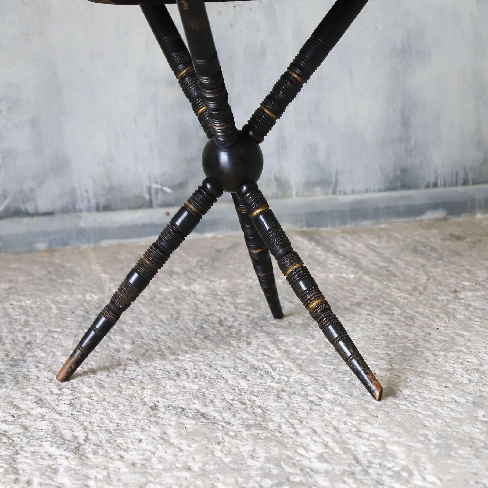 Aesthetic Movement Circular Ebonised ‘Gypsy Table’ In Designer's Guild Purple Velvet photo Furniture