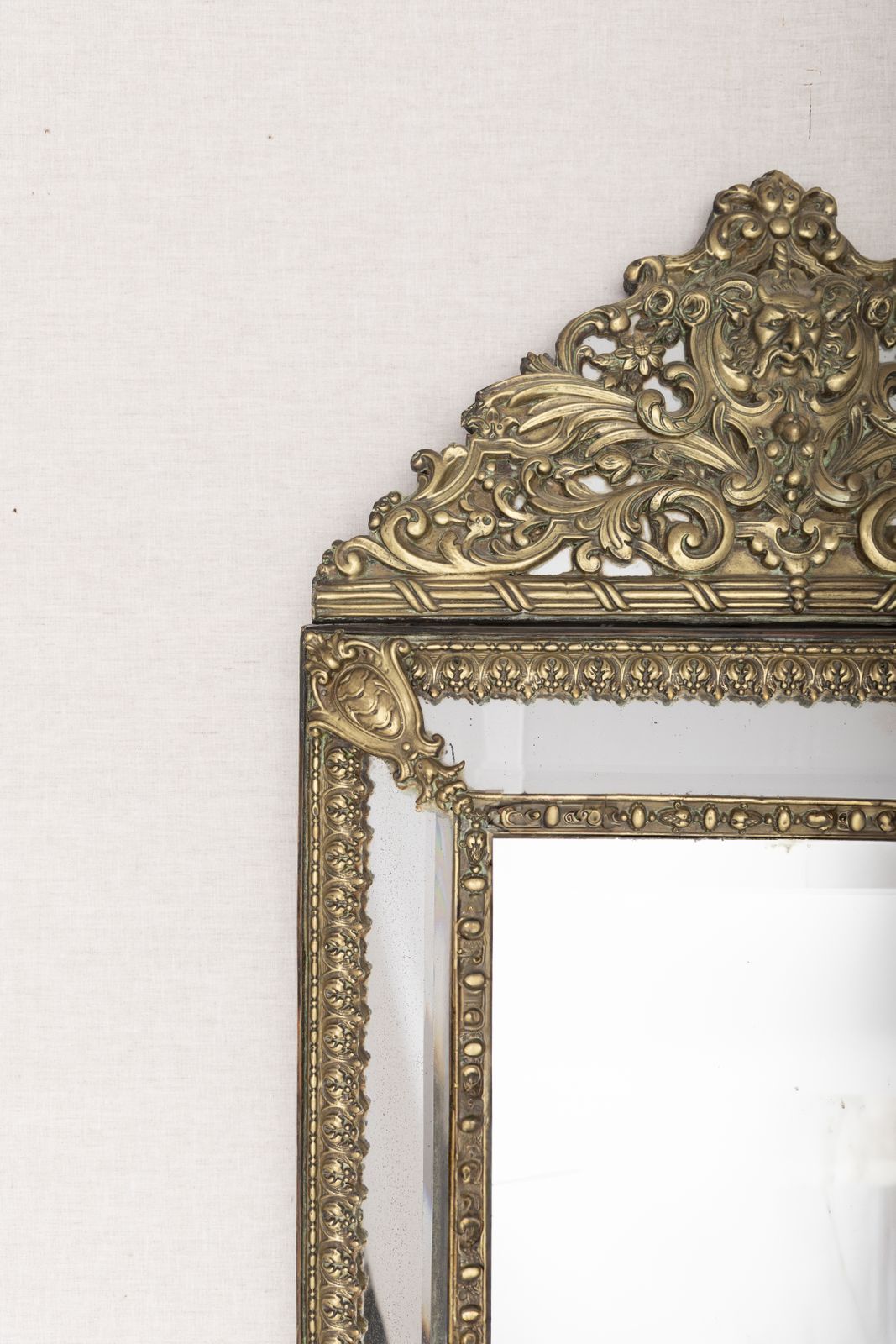 Antique French Brass Mirror – 19th Century photo vintage
