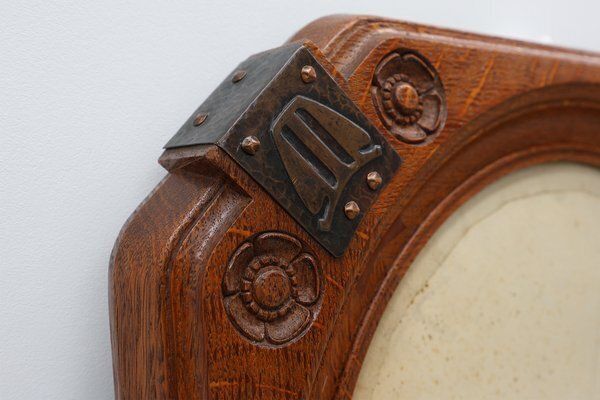 Art Nouveau Oak Photo Frame With Copper Decorations By Geo Verbanck, 1890s photo buy