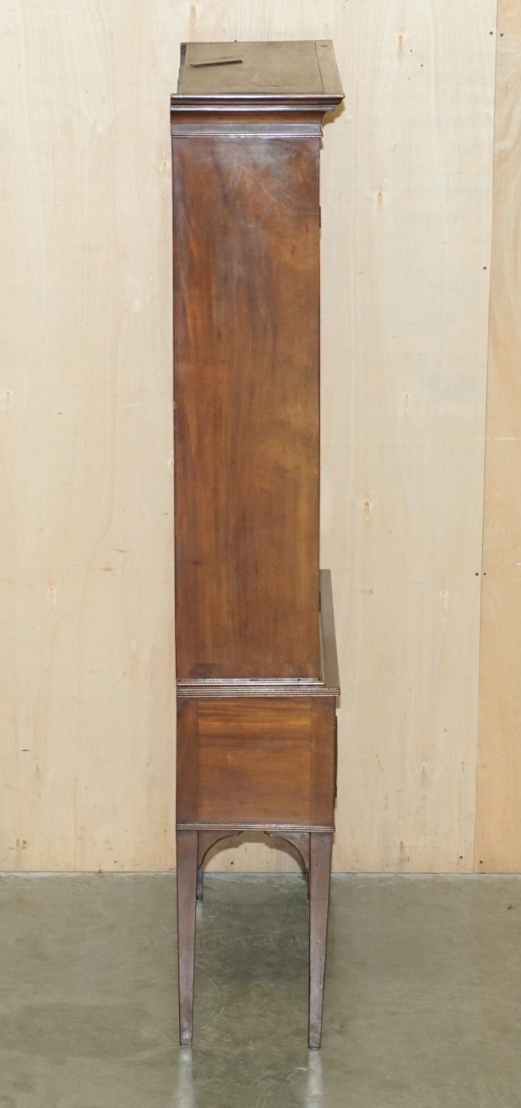 photo vintage Elegant Antique Victorian Circa 1870 Astral Glazed Bookcase With Long Legs