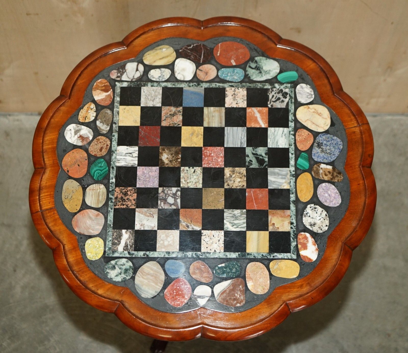 Fine Antique William IV 1830 Pietra Dura Specimen Marble Chess Board Table photo 3950.0
