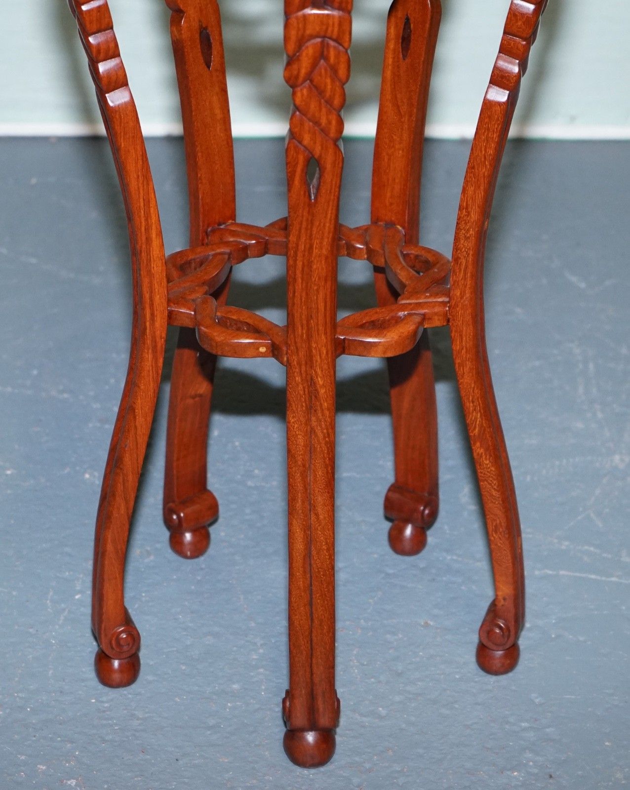Chinese Hardwood Plant Stand With Pierced Design & Cabriole Legs photo 703.0