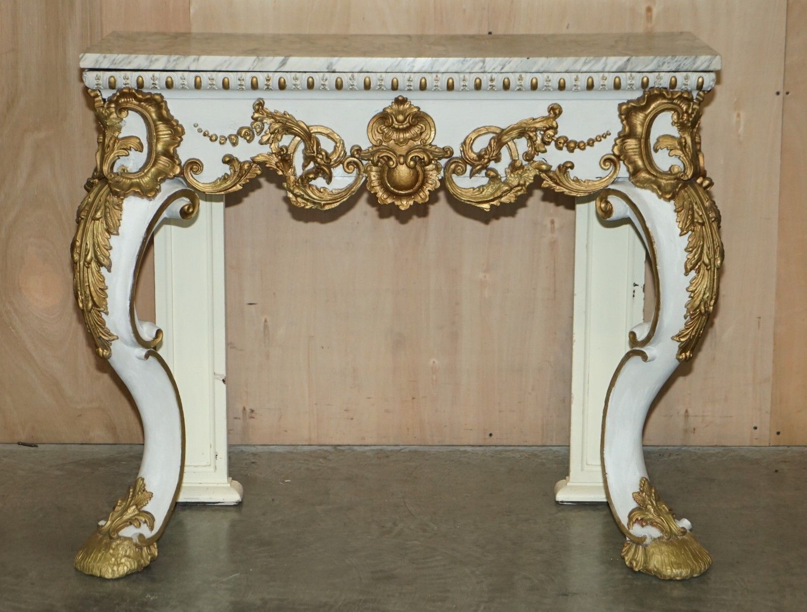 Antique Italian Hand Carved Giltwood & Marble Console Table Circa 1860 Venice photo furniture
