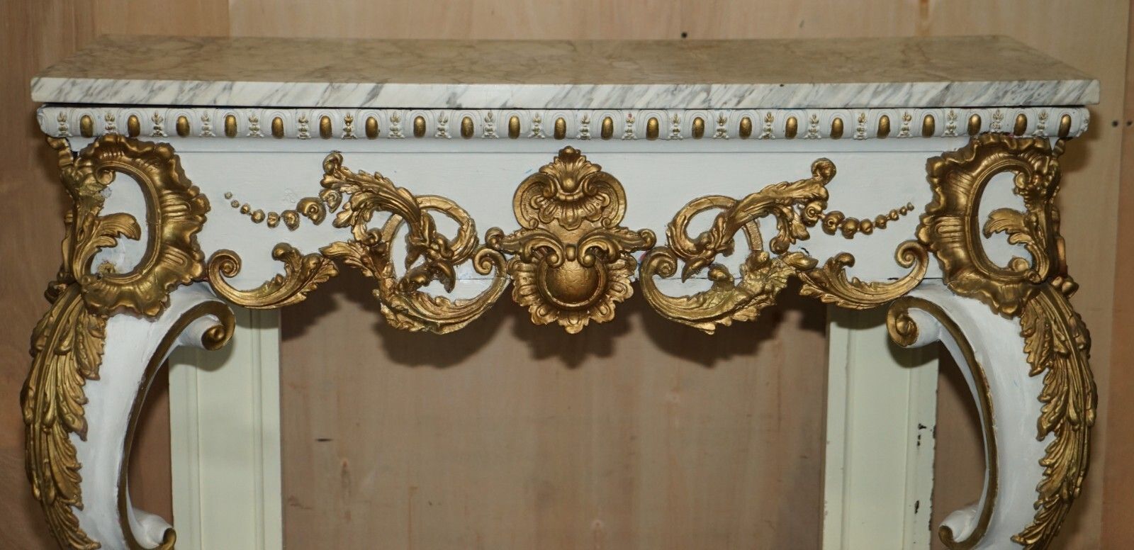 Antique Italian Hand Carved Giltwood & Marble Console Table Circa 1860 Venice photo for sale