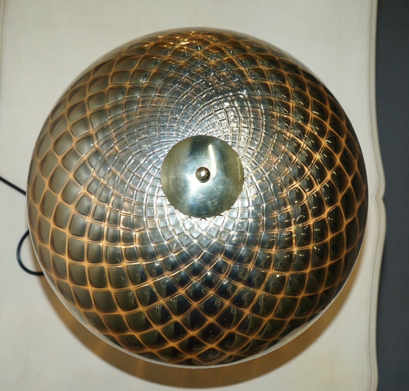 Sublime Pair Of Original Murano Glass Diamond Patina Sphere Gold Tables Lamps photo buy