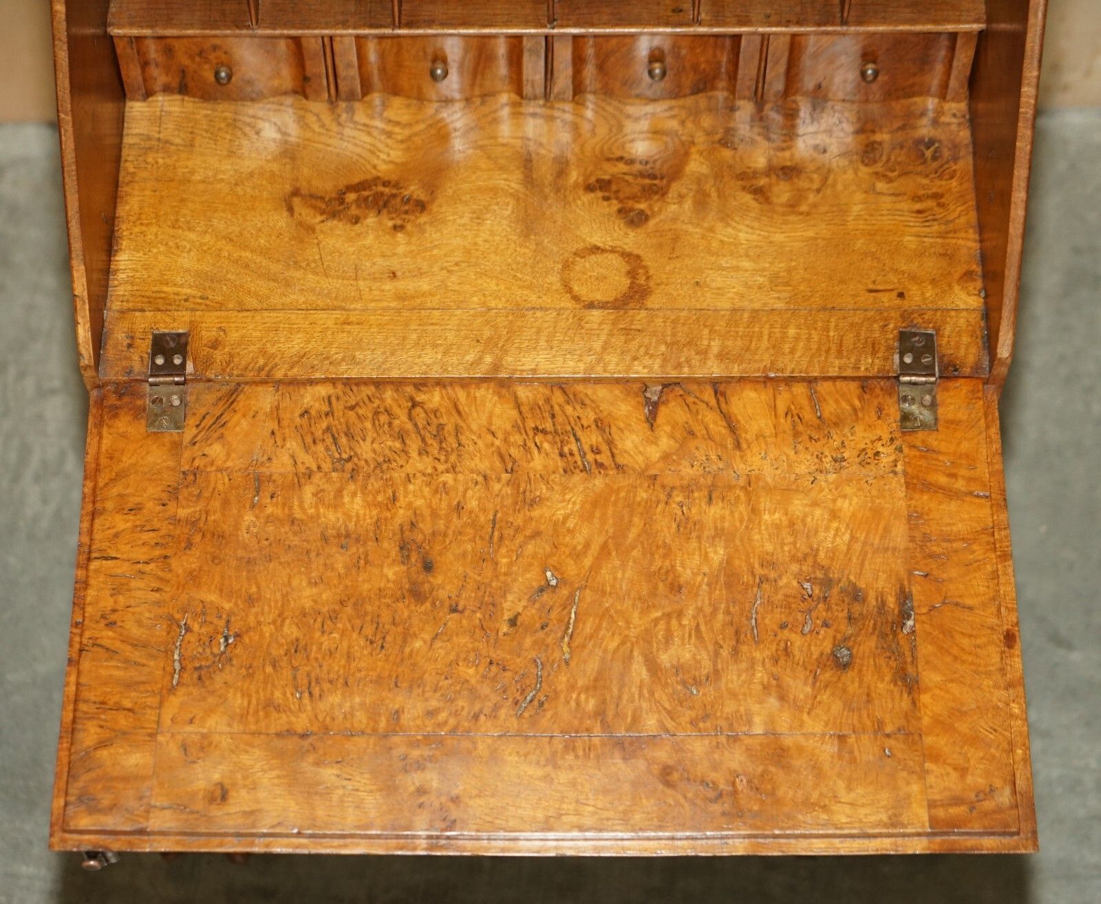 photo for sale Fine Circa 1800 Pollad Oak Writing Bureau Desk Claw & Ball Hand Carved Legs