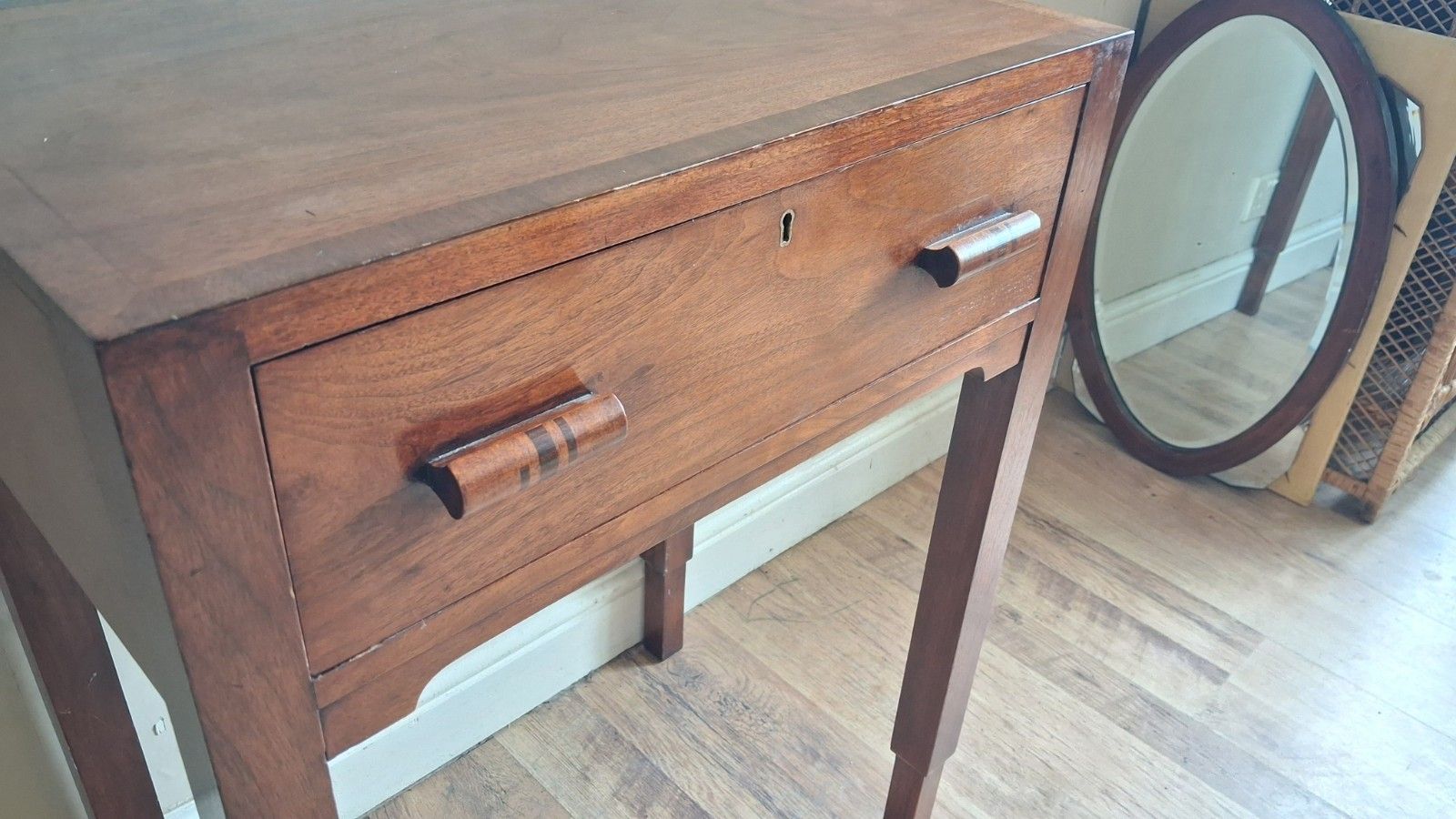 photo buy Superb 1920's Art Deco Mahogany Lamp/Side/Hall/Cutlery