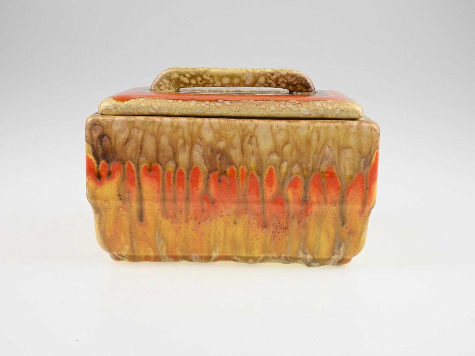 Antique German Art Deco Ceramic Box With Lid, German Pottery, Ceramic Box, Antique Trinket Box, Decorative Box, Collectible Ceramic