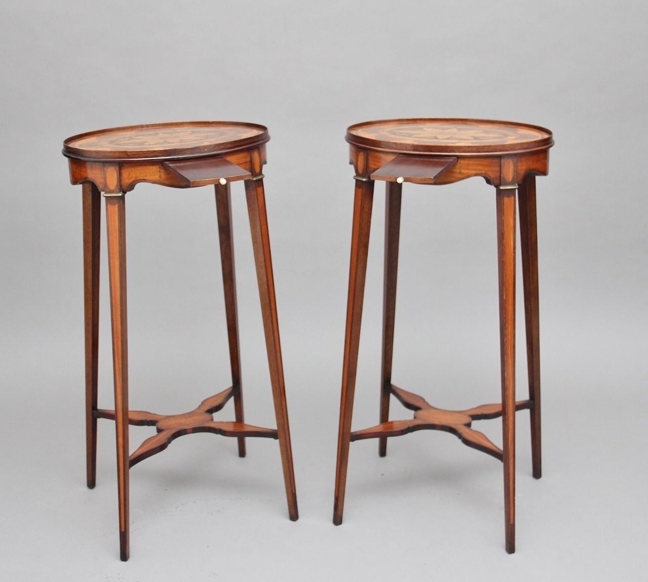 Pair Of Sheraton Revival Mahogany And Inlaid Urn Stands photo furniture