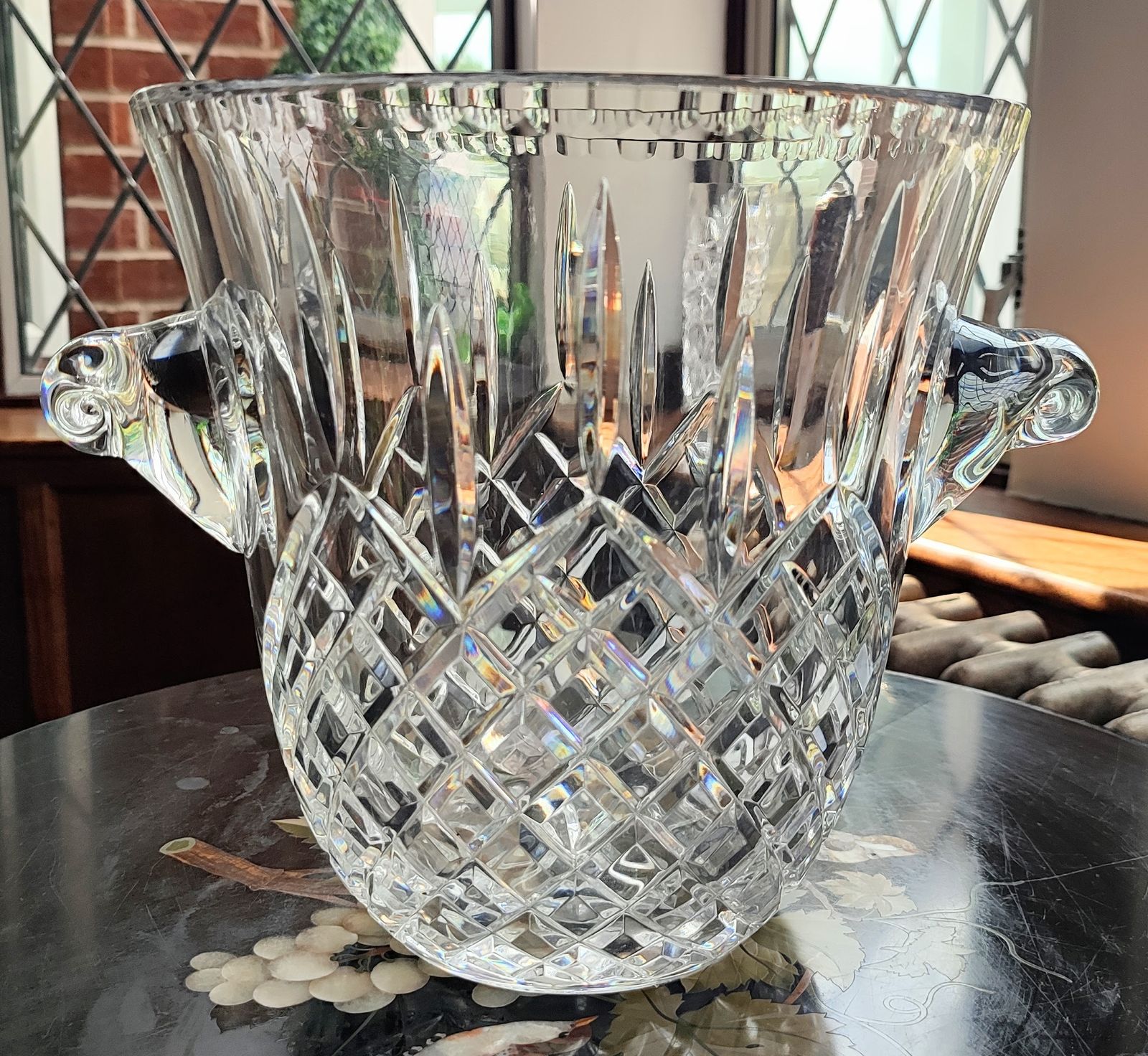 Very Large (And Heavy) Crystal Champagne Bucket Diamond Star Cut photo furniture