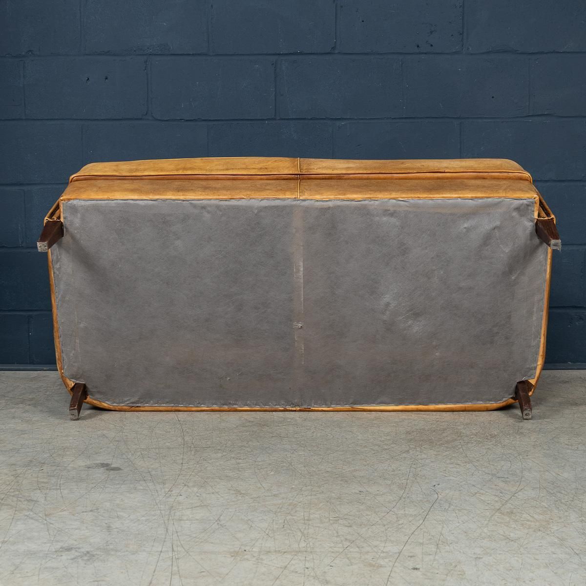 Vintage 20th Century Dutch Sheepskin Leather Sofa photo buy