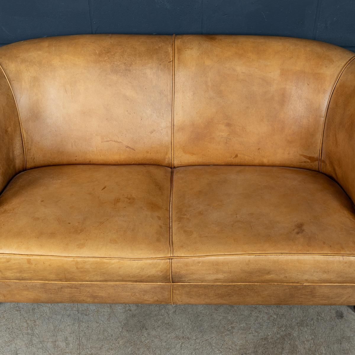 photo furniture Vintage 20th Century Dutch Sheepskin Leather Sofa