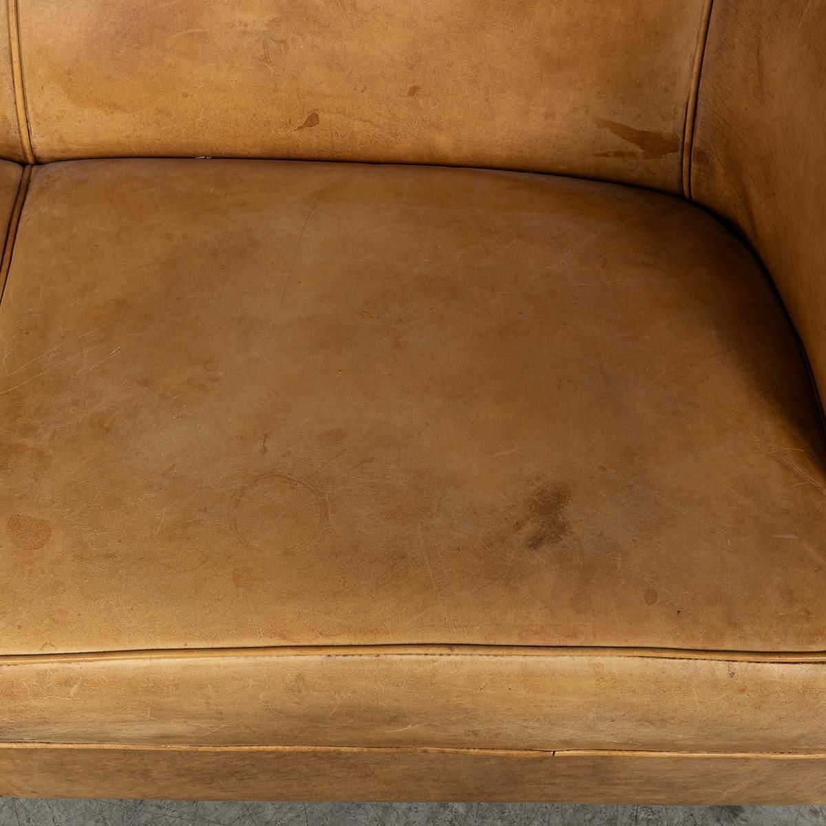 photo for sale Vintage 20th Century Dutch Sheepskin Leather Sofa