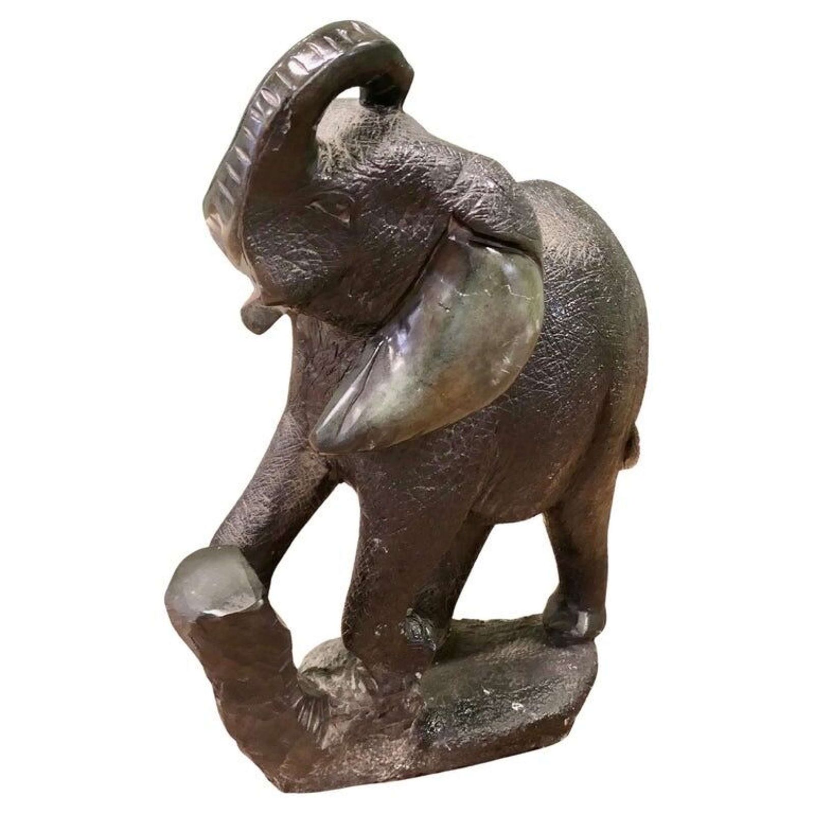 Carved Elephant, One Piece Marble Sculpture