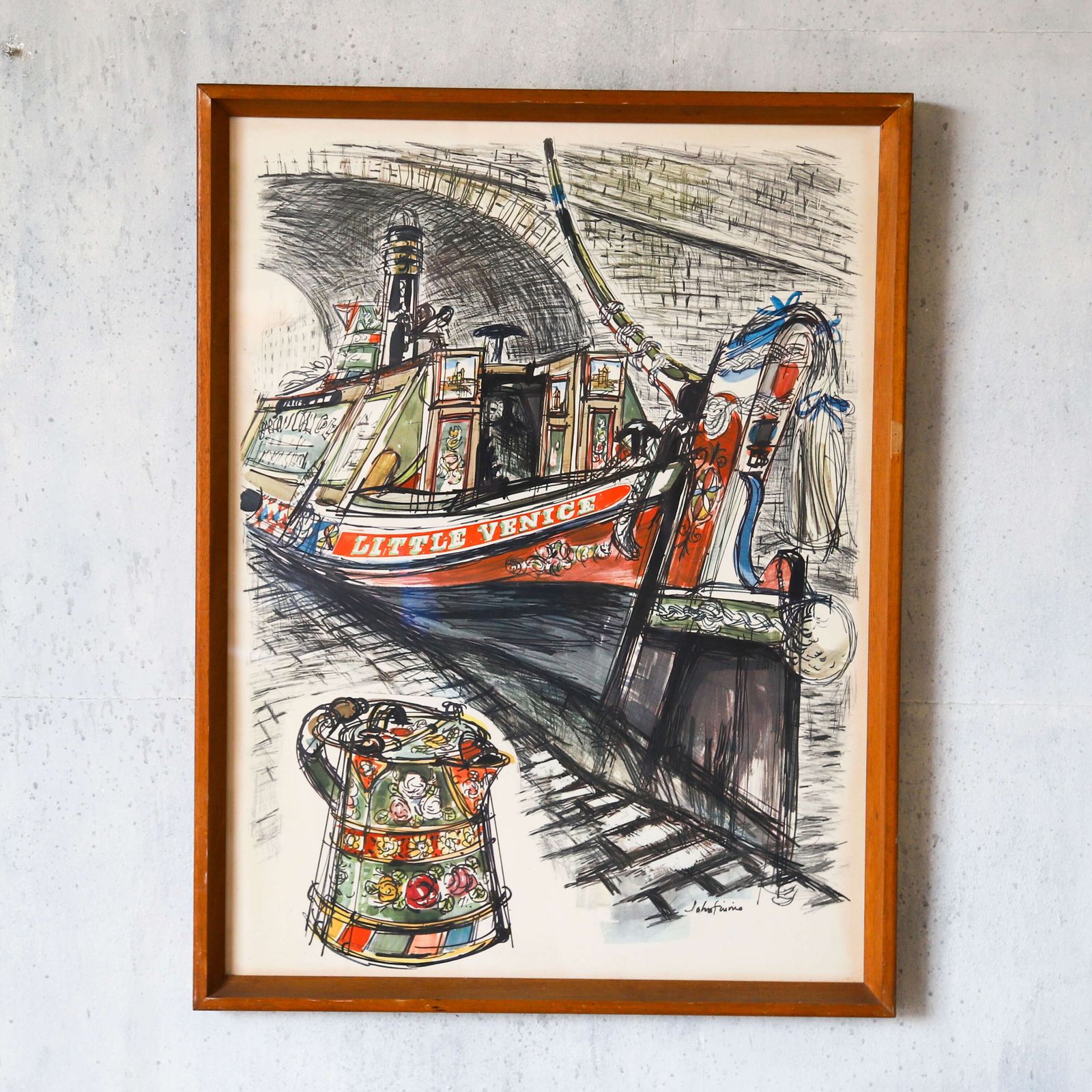 Vintage Underground Poster   “Little Venice” Canal Boat By John Finnie, 1965 photo buy
