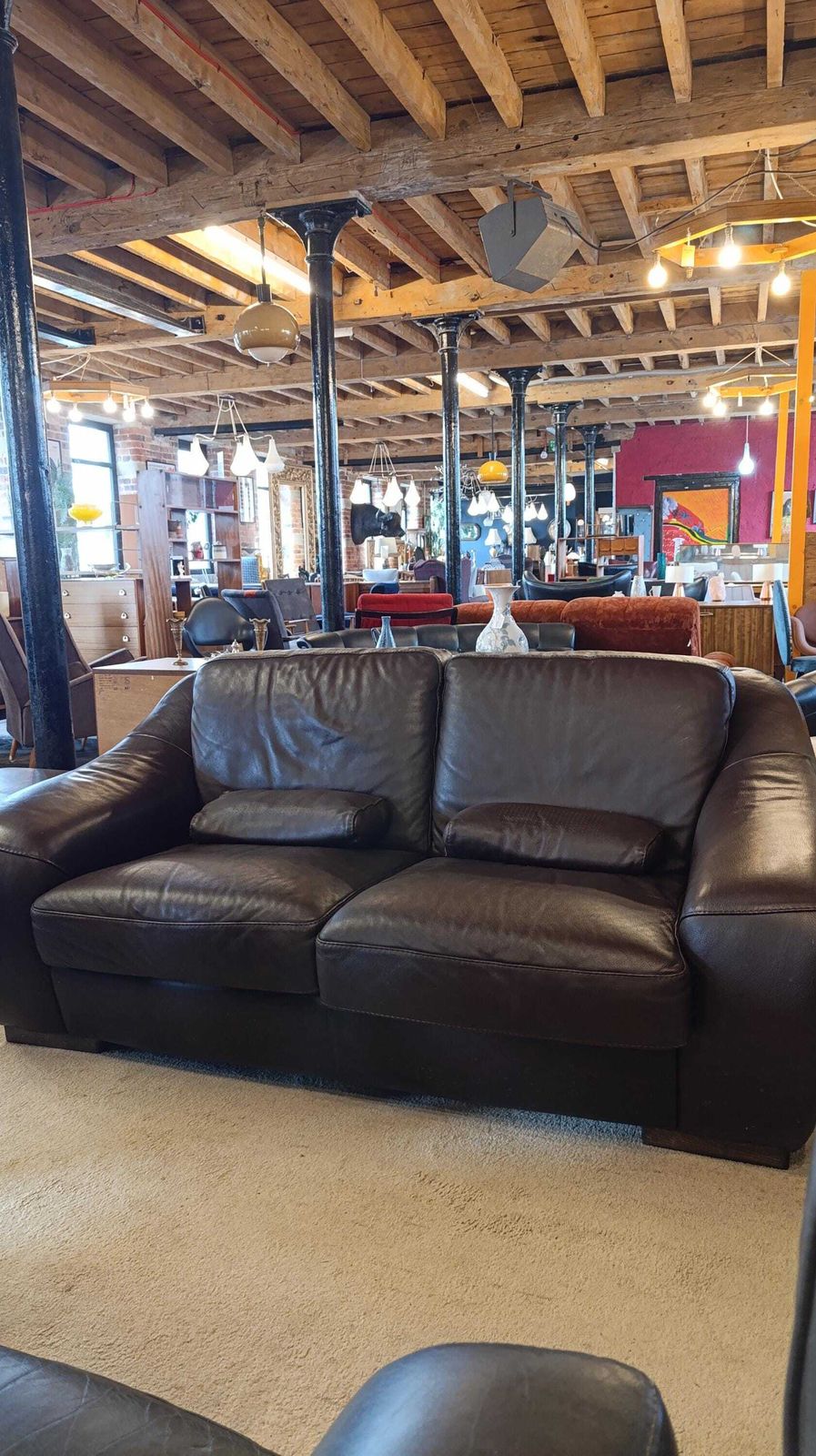 Leather 2 3 Seater Italian Sofa   Stylish 1990s Design photo vintage