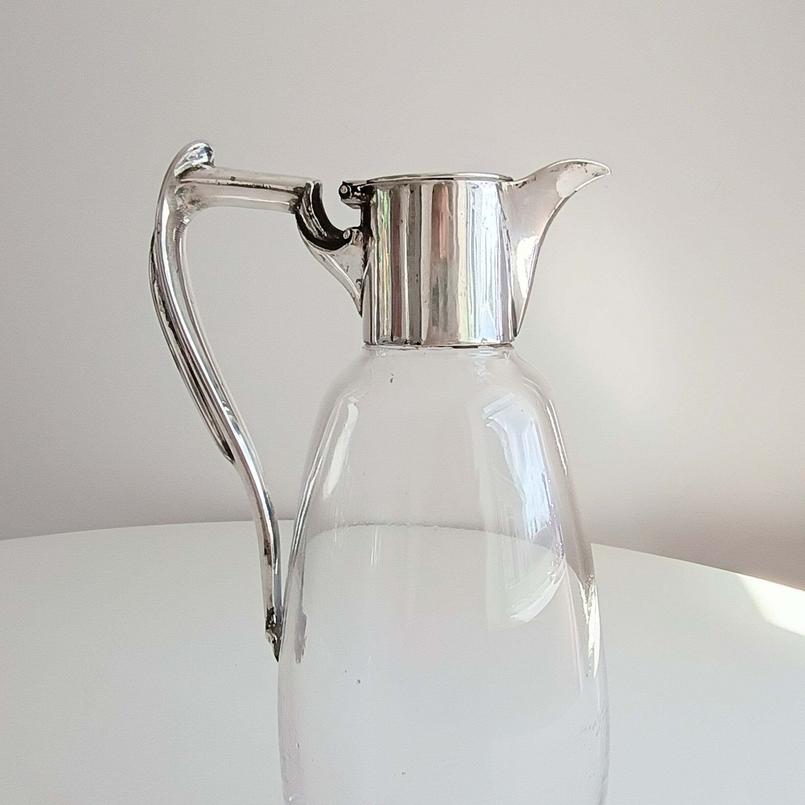 250.0 Mappin And Webb Art Nouveau Claret Jug   Princes Plate Whiplash Curve Handle Monogram Cw, Possibly Huntley And Palmer Biscuit Tin Connection photo