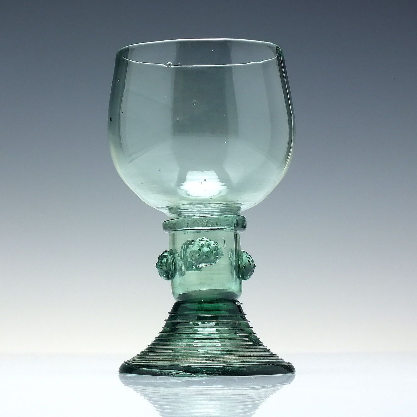 Antique 18th Century English Green Wine Roemer Glass With Hollow Stem C1790 photo furniture