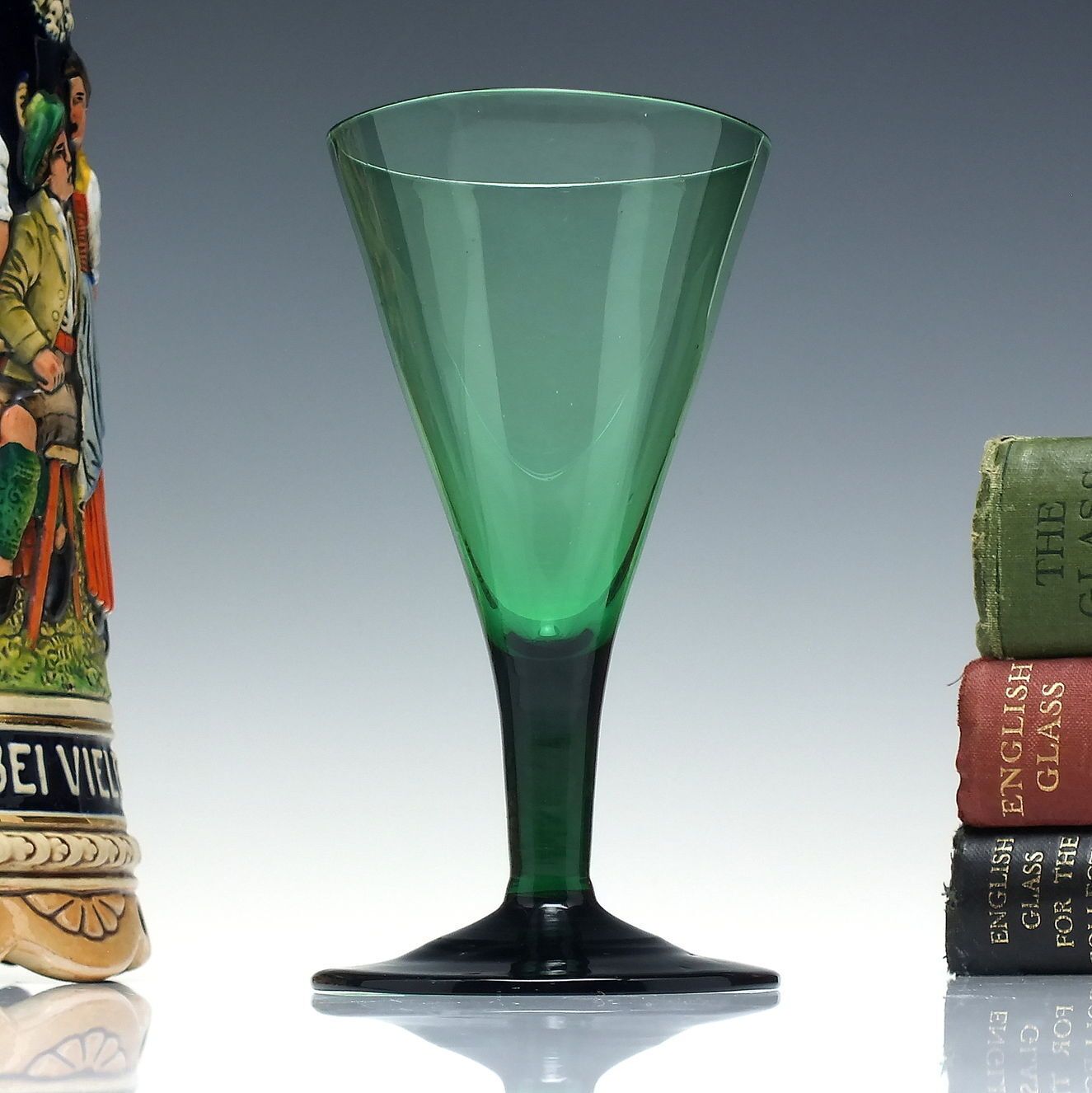 Rare 18th Century Vivid Green Drawn Trumpet Wine Glass C1780