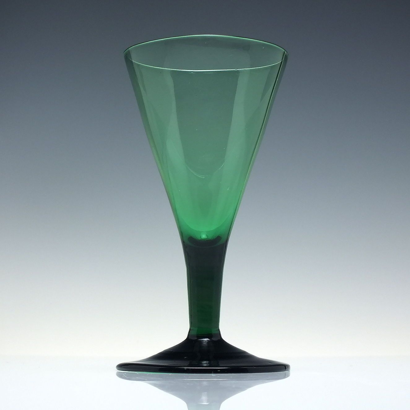 Rare 18th Century Vivid Green Drawn Trumpet Wine Glass C1780 photo furniture