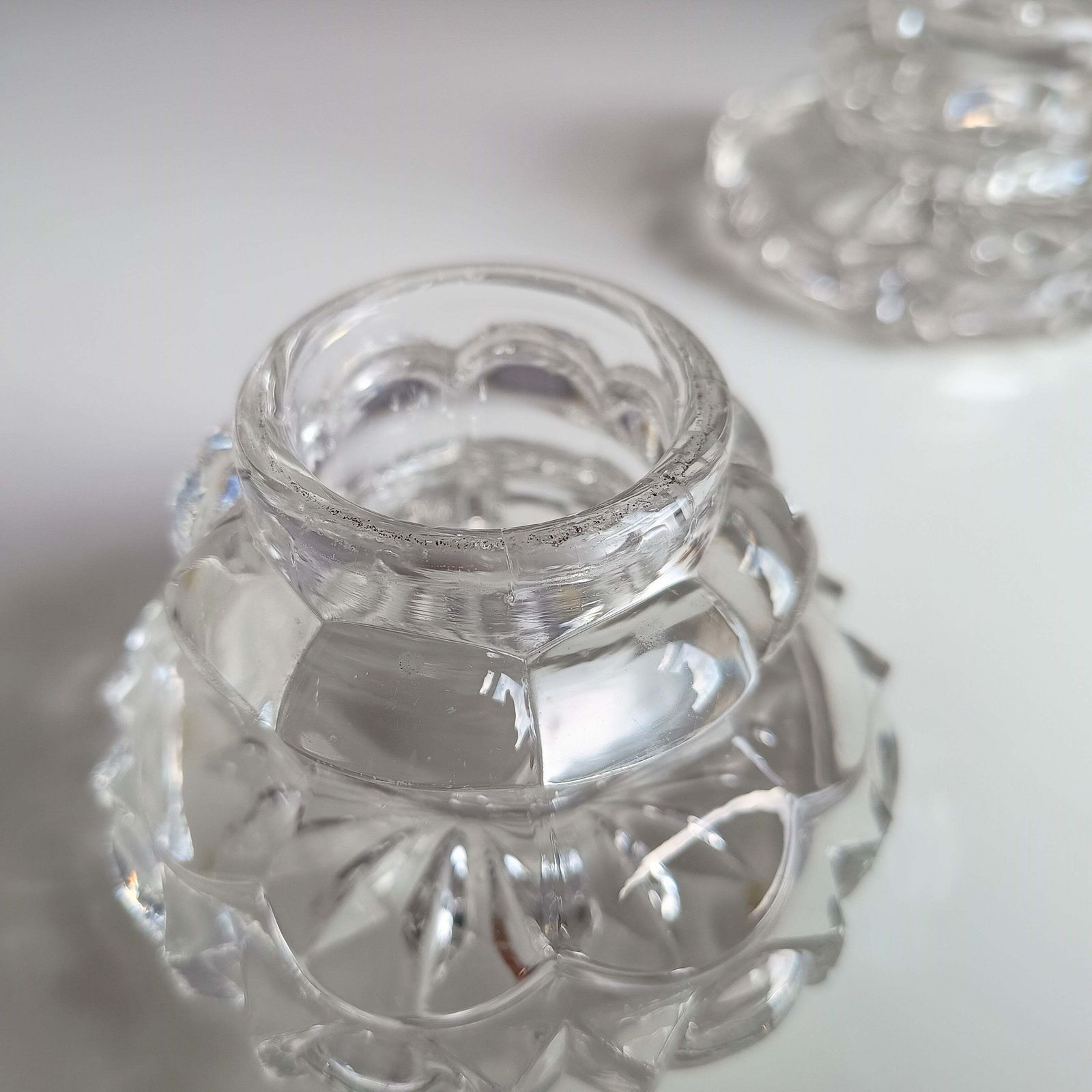 Pair Of Antique Russian Pressed Cut Glass Inkwells “Maltsov” | Goose Crystalni Factory | Circa Late 19th Century photo buy
