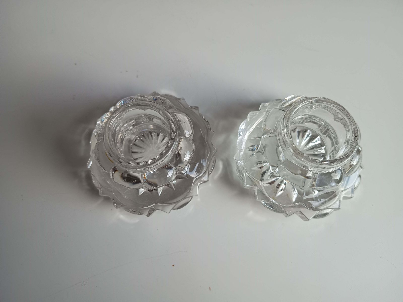 photo buy Pair Of Antique Russian Pressed Cut Glass Inkwells “Maltsov” | Goose Crystalni Factory | Circa Late 19th Century