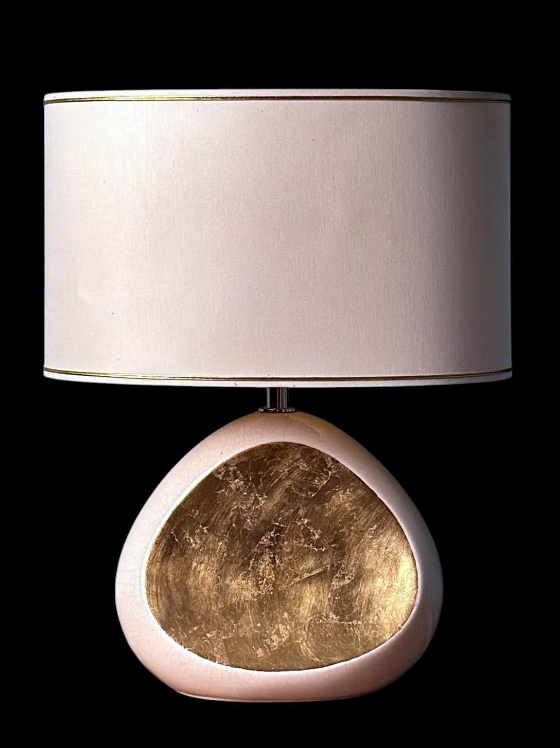 Le Dauphin French Table Lamp In Crackled Glazed Porcelain With Gold Leaf Accents photo furniture