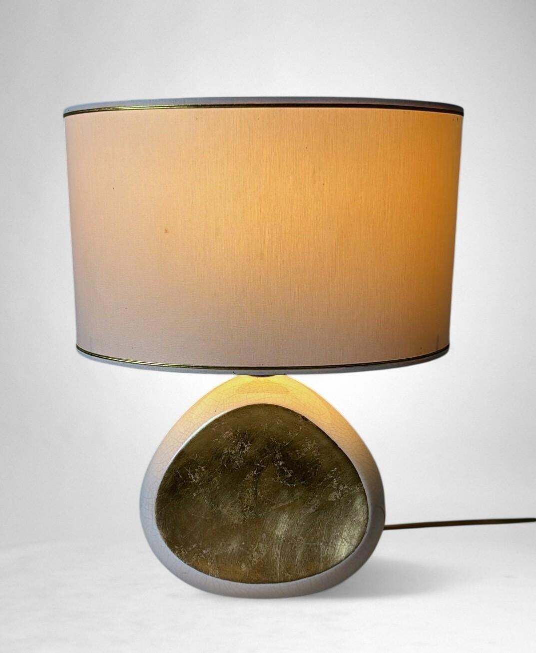 Le Dauphin French Table Lamp In Crackled Glazed Porcelain With Gold Leaf Accents photo buy