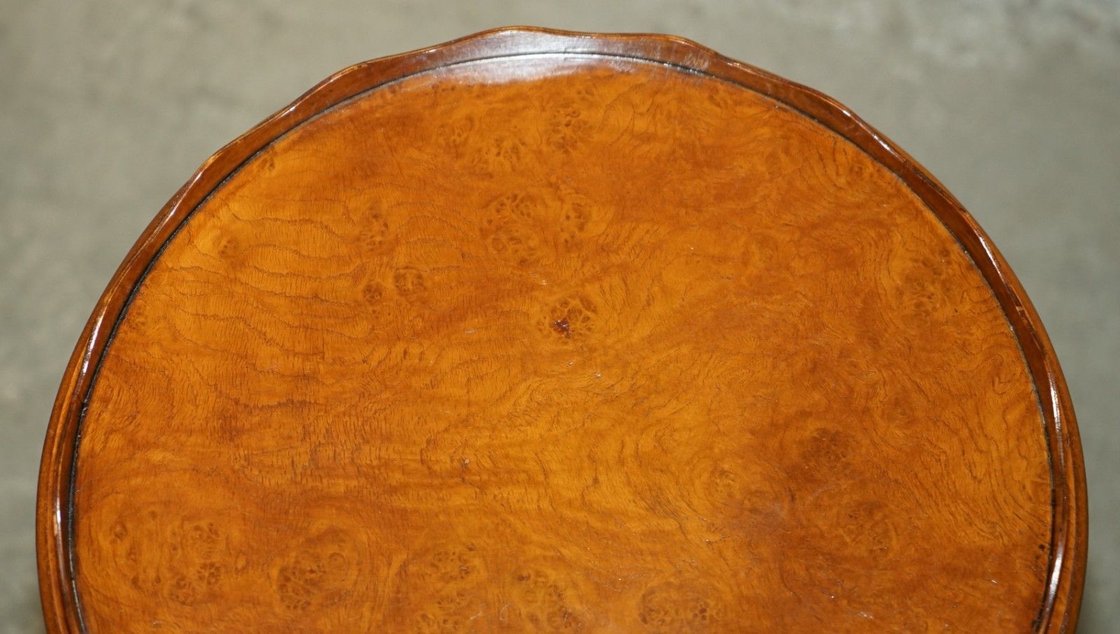 Pair Of Vintage Burr Walnut With Gallery Rails Side End Lamp Wine Tripod Tables photo 2350.0