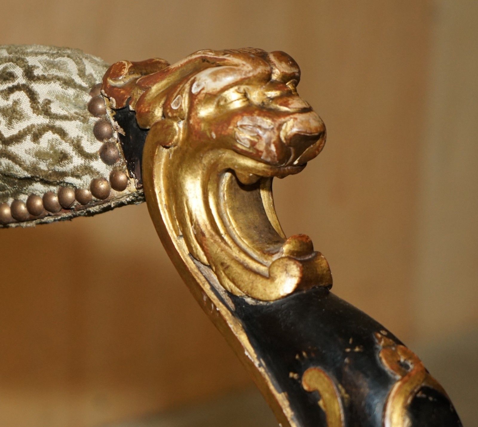 Regency Bronzed Parcel Gilt Library Armchair After A Design By George Smith 1815 photo Furniture