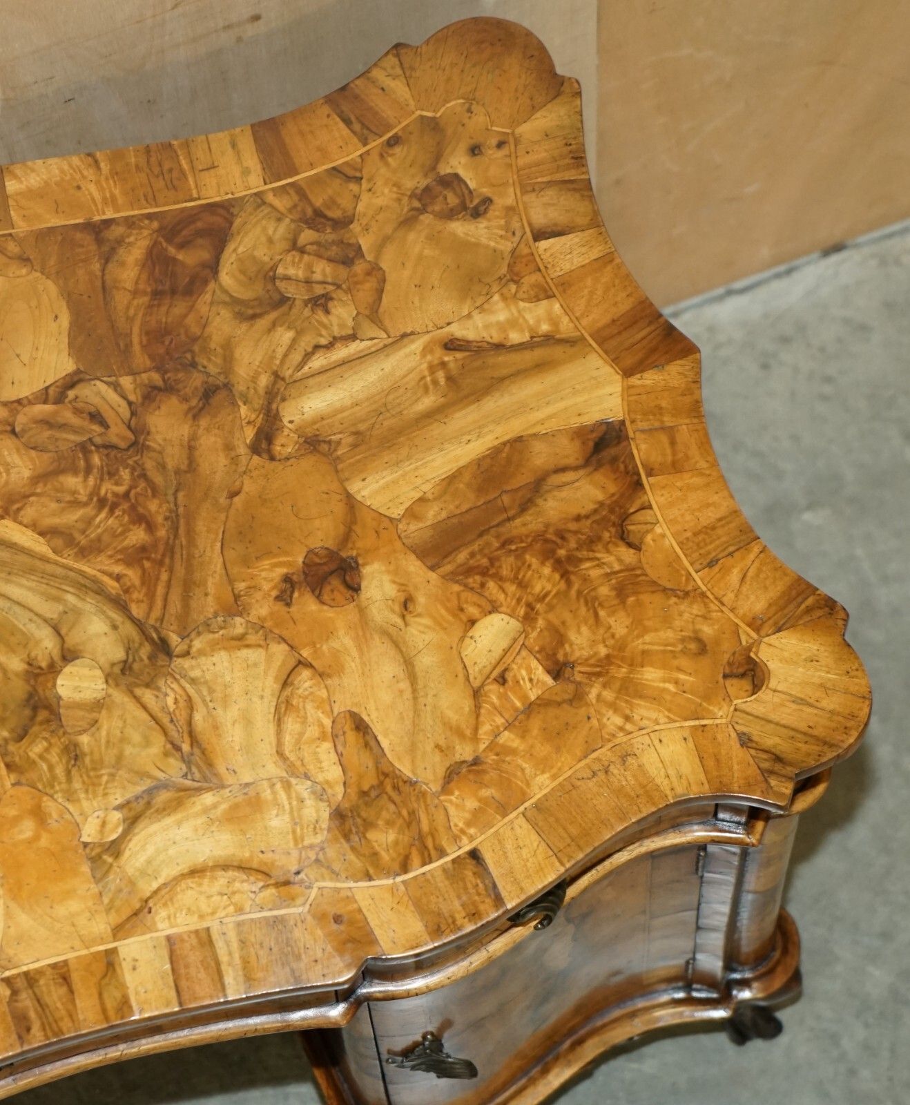 photo buy Exquisite Antique Italian Circa 1860 Olive Wood Desk Writing Table Sublime Wood