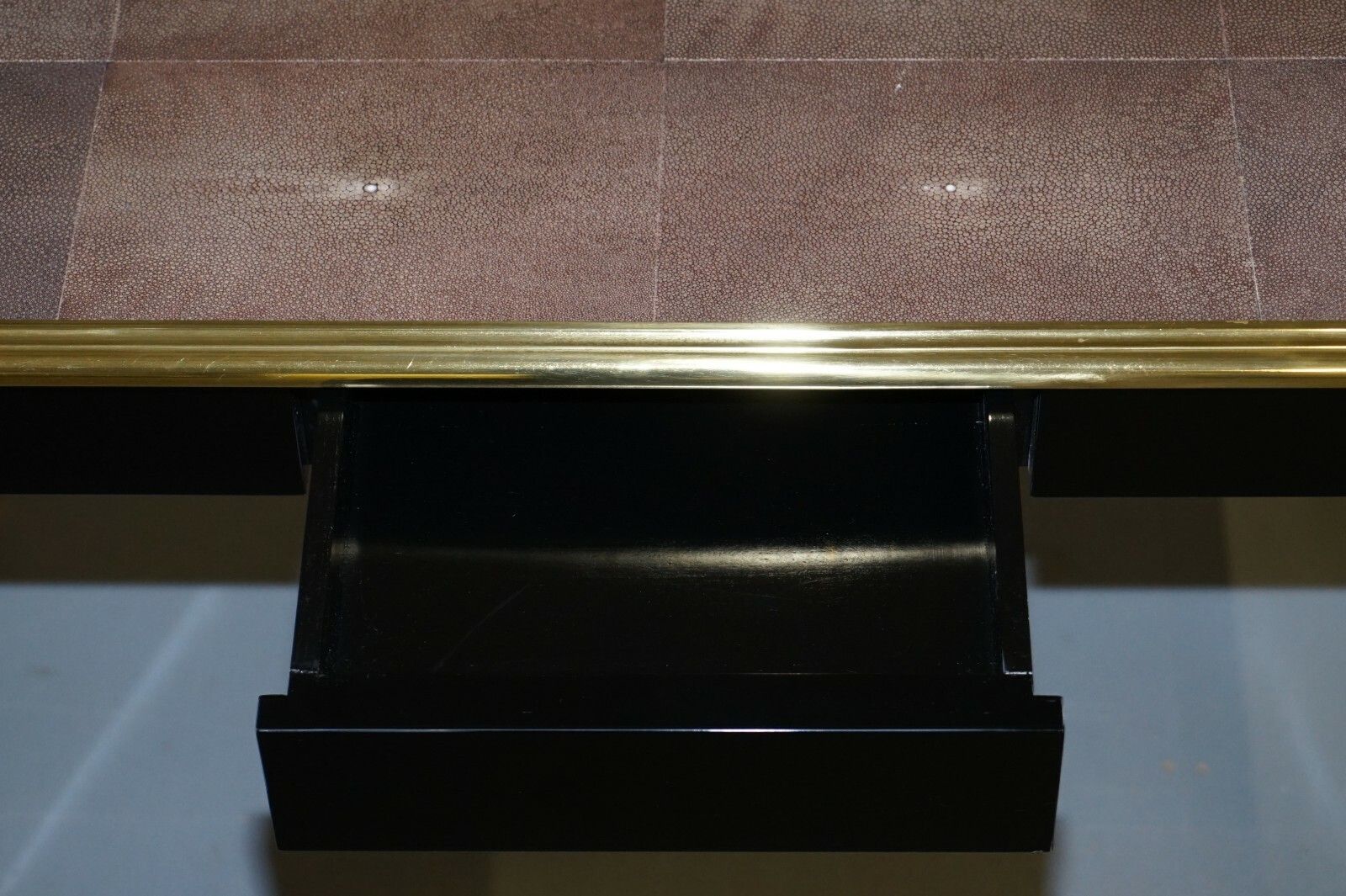4740.0 Rrp £13,000 Original Shagreen Gilt Metal Writing Table Desk With Single Drawer photo
