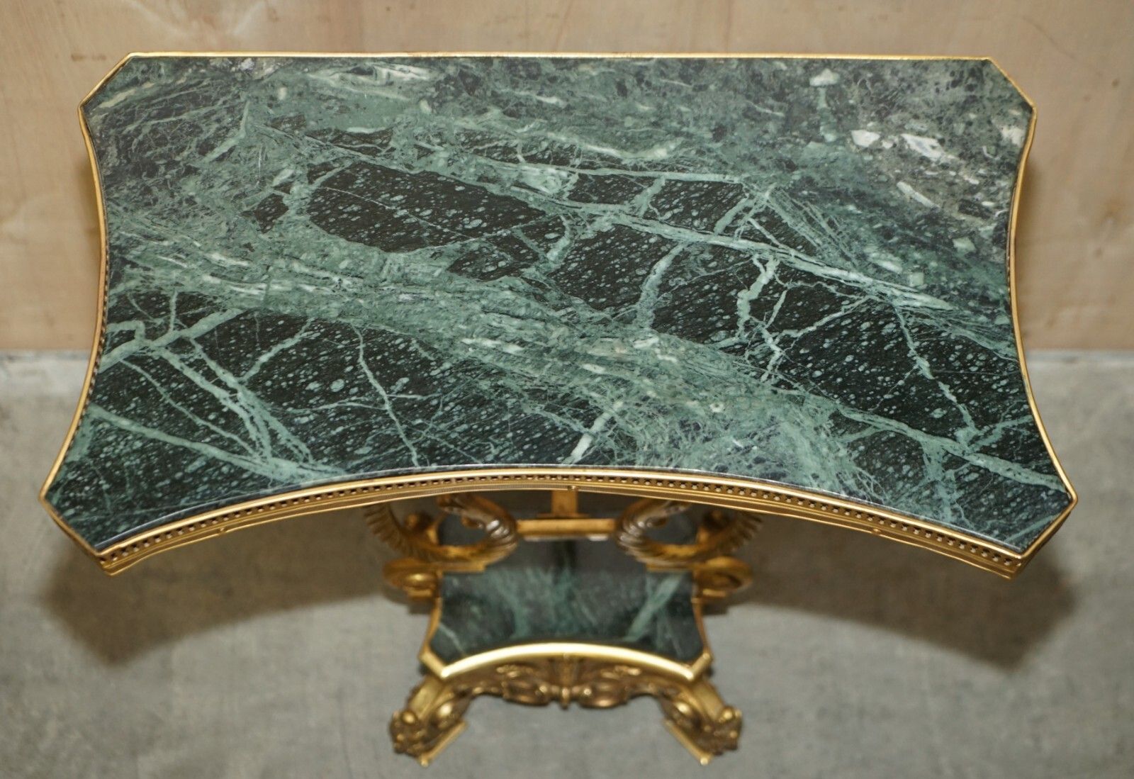 photo furniture Pair Of Antique French Circa 1880 Solid Brass & Green Marble Side End Tables