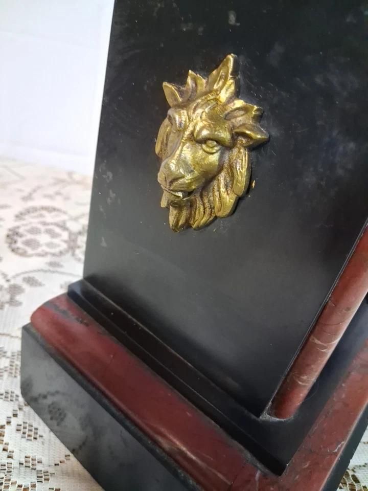 French Antique Mantle Marble Clock Ticking And Chiming photo vinterior