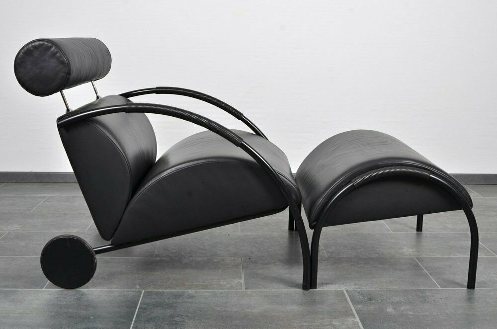 Black Leather Zyklus Armchair And Stool By Peter Maly For Cor 1980s Set Of 2 photo furniture