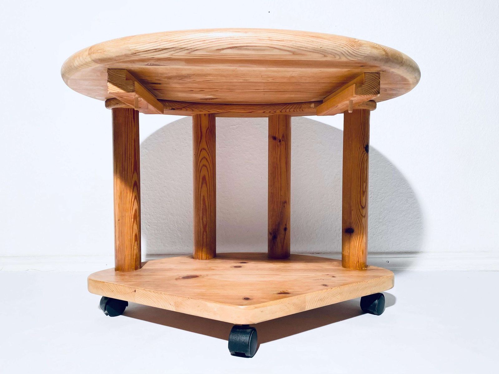 Rainer Daumiller Vintage German Round Wooden Coffee Table / 1970s Design Decor photo buy