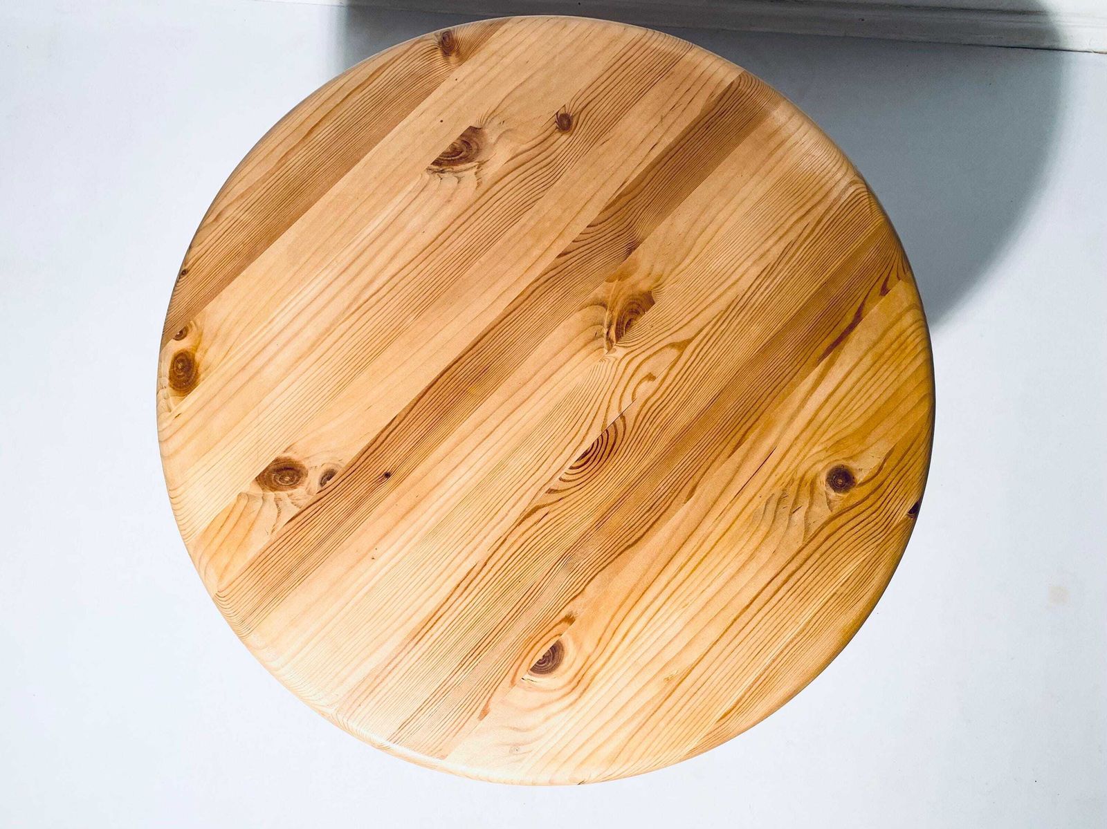 photo furniture Rainer Daumiller Vintage German Round Wooden Coffee Table / 1970s Design Decor