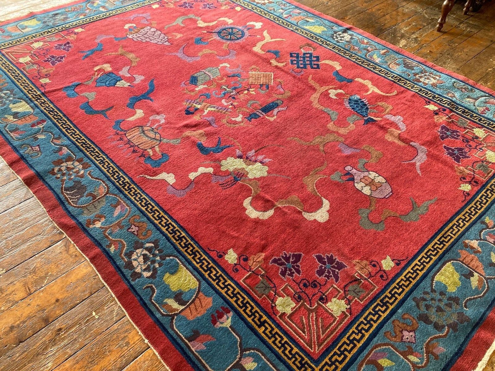 Antique Chinese Carpet 3.02m X 2.16m photo Textiles