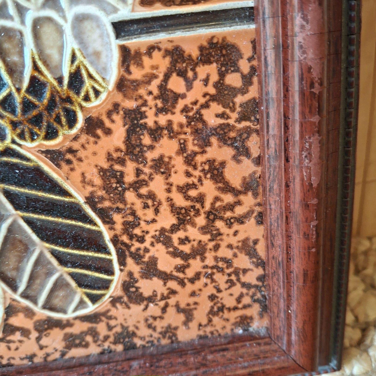 photo for sale Fab Vintage Retro 1970s Maw & Co British Framed Hand Painted Majolica Tiles Owl