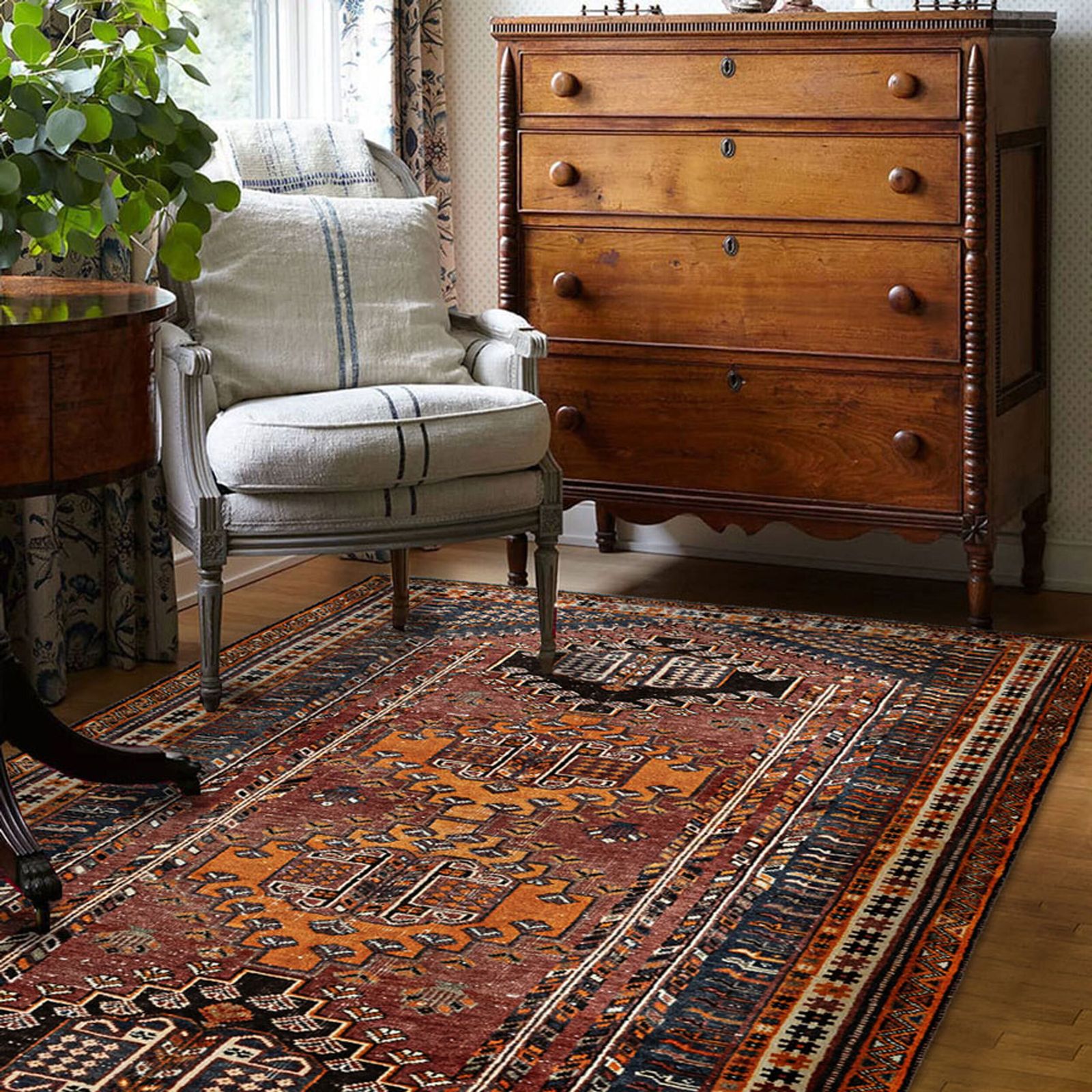 Hand Knotted Qashqai Tribal Rug 277x141cm photo for sale