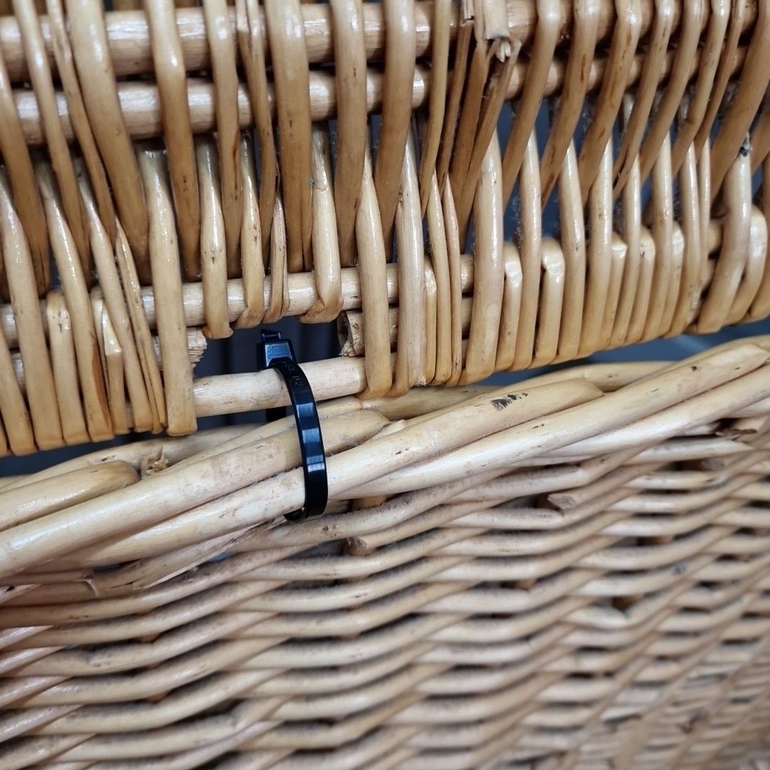 Large Vintage Wicker Basket Storage Chest – Blanket Toy Linen Box Lid & Handles photo vinterior