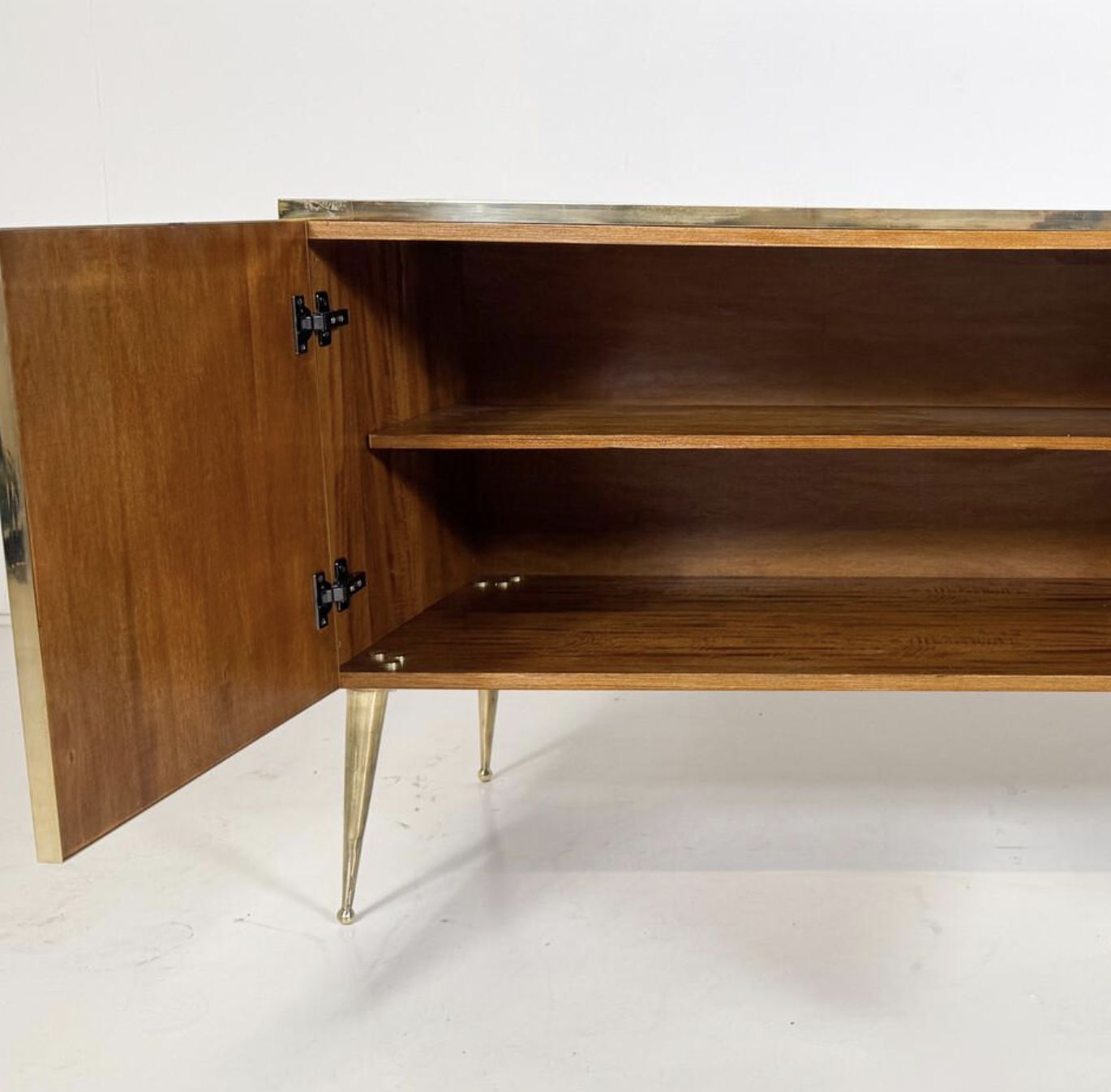 Contemporary Sideboard, Wood Glass And Brass, Italy photo furniture