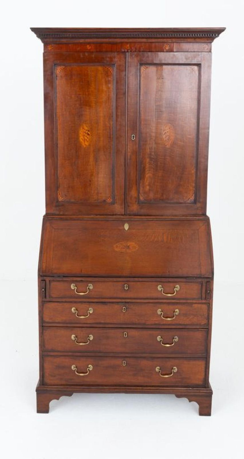 Period Georgian Bureau Bookcase Oak Cabinet
