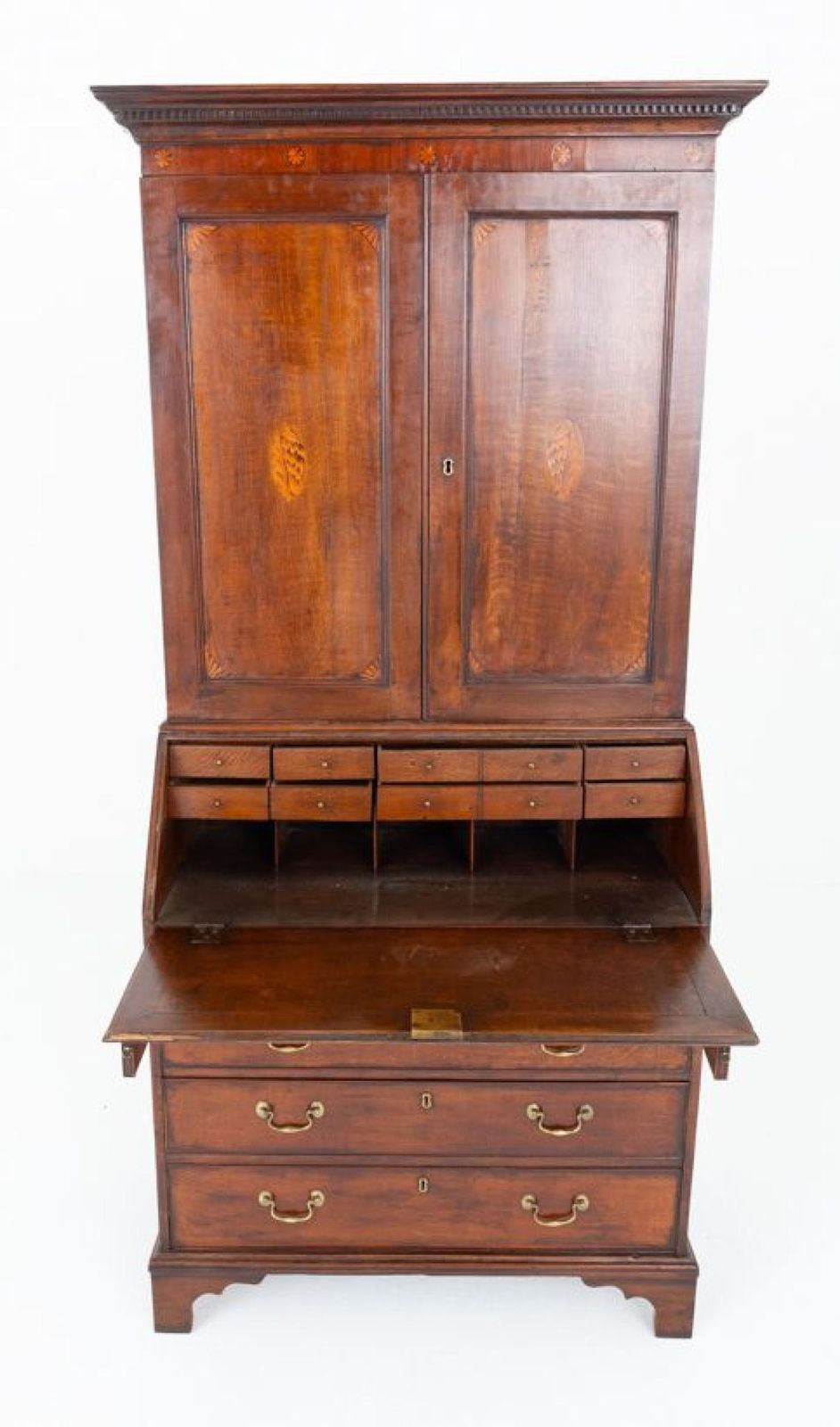 Period Georgian Bureau Bookcase Oak Cabinet photo vinterior